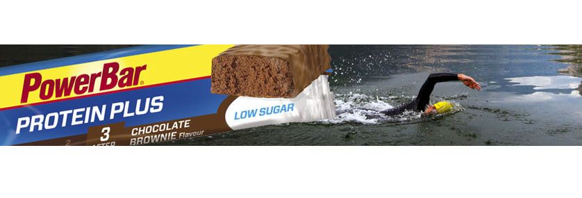 ProteinPlus "Low Sugar" Riegel von PowerBar, erholt sich viel schneller von der Anstrengung.