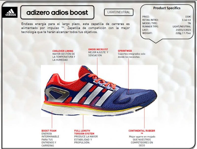 Adidas Adizero Adios Boost: características y - Zapatillas |