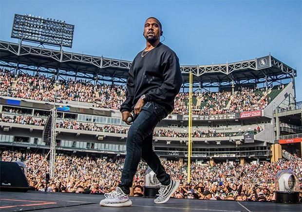 Kanye west with the adidas yeezy boost 350 v2 zebra