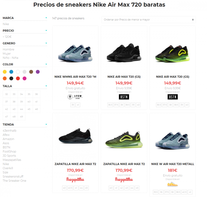 Comprar sneakers online: Comparação de preços