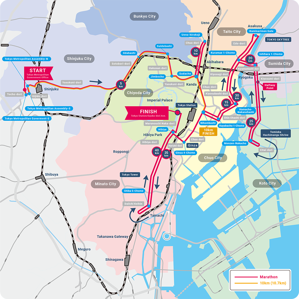 Recorrido Maratón Tokyo Marathon 2022 Carreras populares Runnea