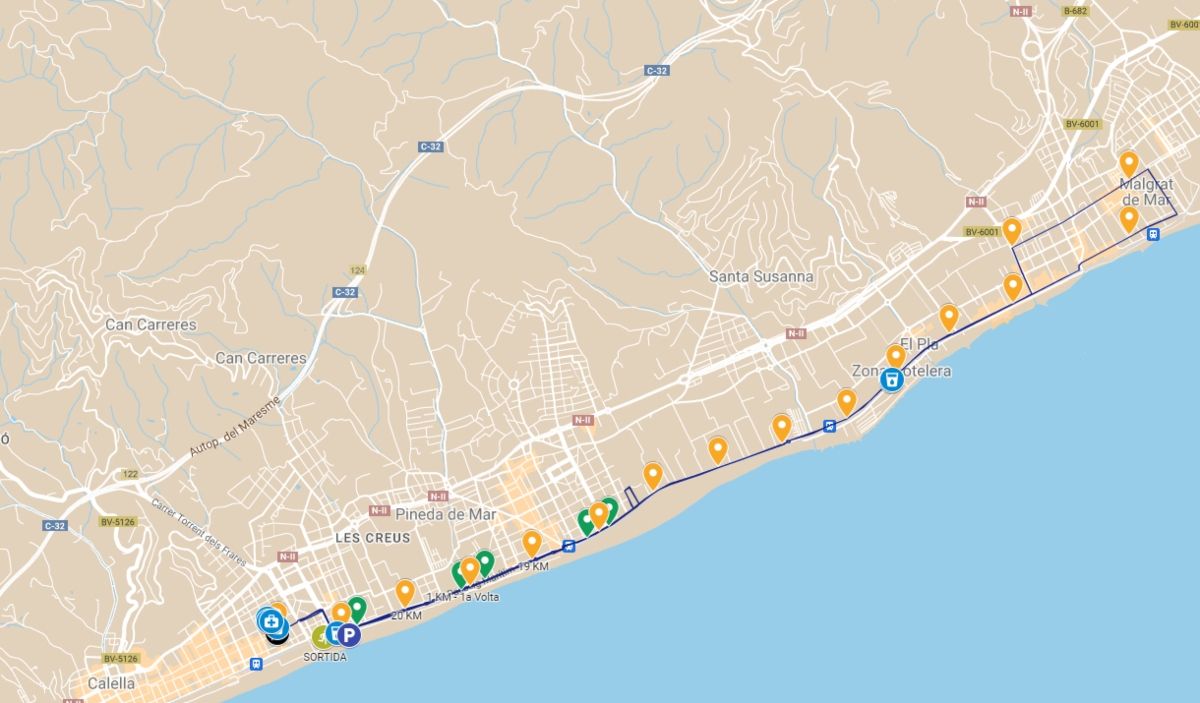 mapa mitja marato costa barcelona 2022
