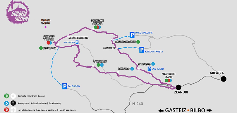 Mapa del recorrido de la Gorbeia Suzien 2022 - Carrera 21k
