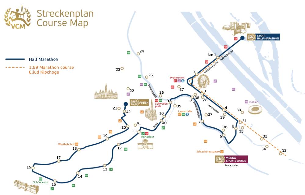 Maratón Viena 2023: Mapa 21k