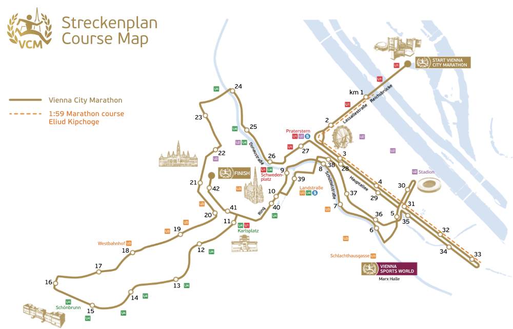 Maratón Viena 2023: Mapa 42k