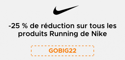 -25 % de réduction sur tous les produits Running de Nike