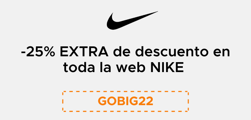 Código EXTRA -25% en Nike. Descuentos de hasta el 65%