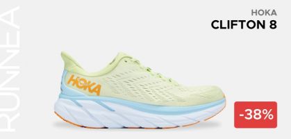 HOKA Clifton 8 desde 86,39€ antes 140€ (-38% de descuento), aplicando código descuento en Alltricks