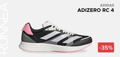 adidas Adizero RC 4 por 64,90 para hombre y por 69,99 para mujer antes 100€ (-35% de descuento), zapatilla de competición para distancias cortas