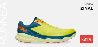 HOKA Zinal por 95,93 para hombre antes 140€ (-31% de descuento), zapatilla trail con dinamismo y ligereza para distancias cortas