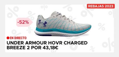 Under Armour Charged Breeze 2 por 43,18€ antes 90€ (-52% de descuento), aplicando código descuento VERANO20