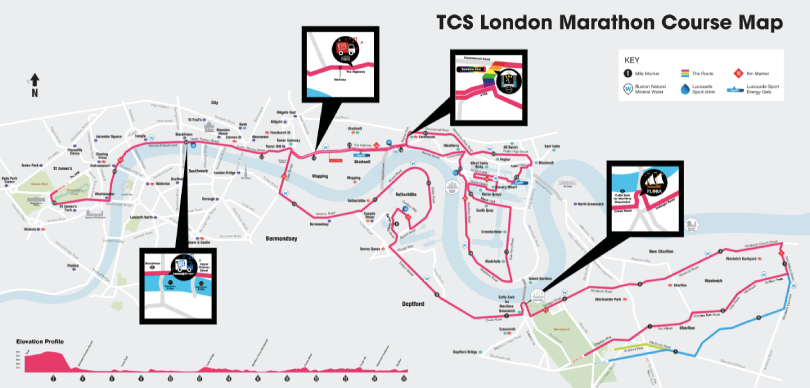 Maratón de Londres 2024: Mapa