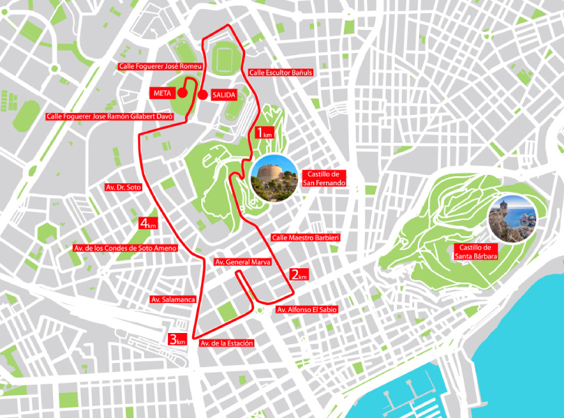 Carrera de los Castillos de Alicante 2024: Mapa 5k