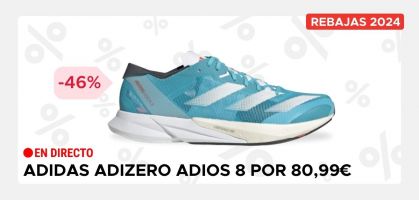 adidas Adizero Adios 8 desde 80,99€ antes 140€ (-46% de descuento), aplica el código STARTRUN2024 en Alltricks