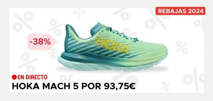 HOKA Mach 5 por 93,75€ antes 150€ (-38% de descuento), zapatilla mixta para ritmos rápidos