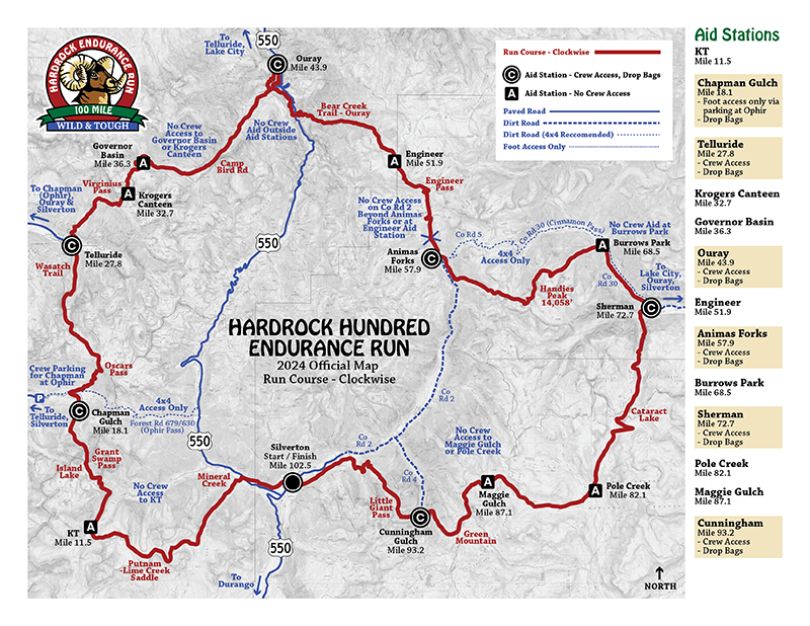 Hardrock 100 Endurance Run 2024: Mapa