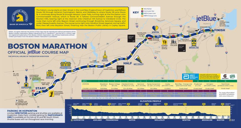 Maratón de Boston 2025: Mapa