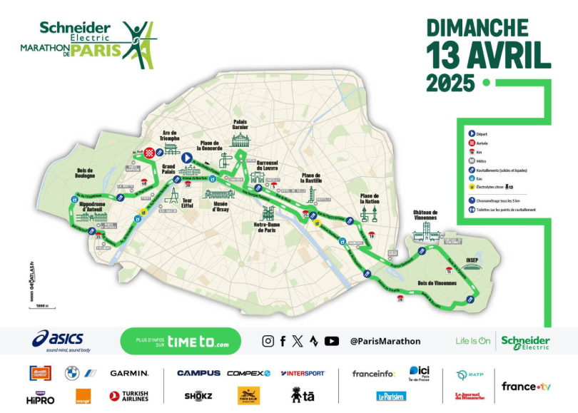 París Marathon 2025: Mapa