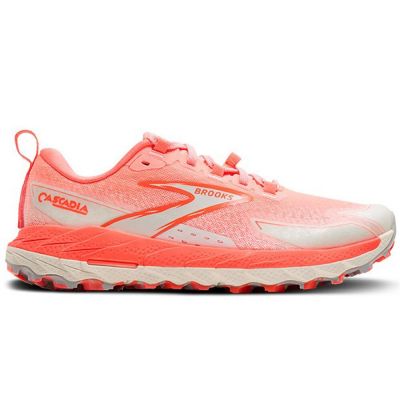 Brooks Cascadia 18 Coral Red White Light Grey