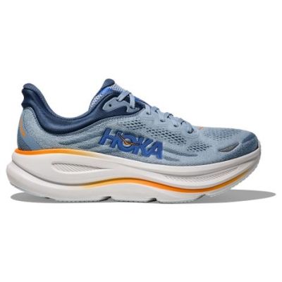 HOKA Bondi 9 Light Blue Navy Blue White Orange