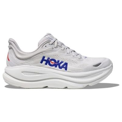 HOKA Bondi 9 Light Grey Blue Red White