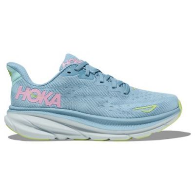HOKA Clifton 9 Light Blue Lime Green Pink White
