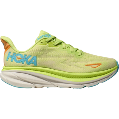 HOKA Clifton 9 Lime Green Sky Blue Orange White