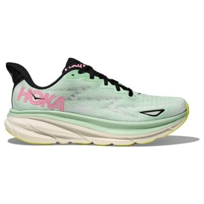 HOKA Clifton 9 Mint Green Black Pink White