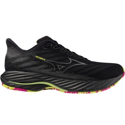 Mizuno Wave Rider 28 Black Dark Grey Lime Green Pink