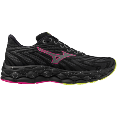 Mizuno Wave Sky 8 Black Dark Grey Intense Pink Lime Green