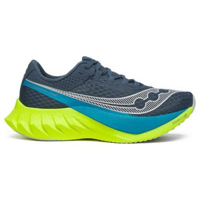 Saucony Endorphin Pro 4 Lime Green Navy Blue Light Grey