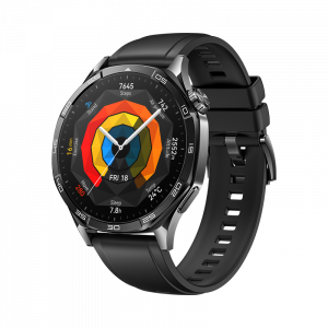 HUAWEI WATCH GT 5 46mm Tarnish Stainless Steel con Correa Negra Fluoroelastómero