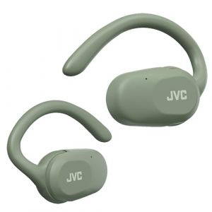 JVC Auriculares Inalámbricos Bluetooth | 26h de Batería y Carga Rápida | Auriculares Oreja Abierta | Ligeros y Resistentes a Salpicaduras | Auriculares Deportivos y Control Táctil - HA-NP40T (Verde)