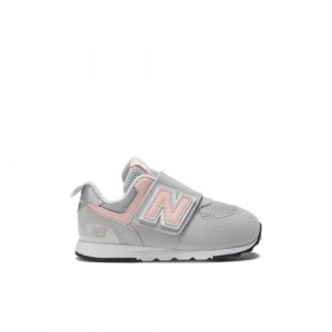 New Balance Niños 574 NEW-B Hook & Loop en Gris/Rosa