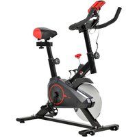HOMCOM Bicicleta Estática con Pantalla LCD Volante Inercia de 6kg con Pulsómetro Sillín y Manillar Ajustables 85x46x114 cm Negro y Rojo   Aosom España