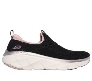 Skechers Relaxed Fit: D'Lux Walker 2.0 - Sparkle Forever en Negro/Oro Rosa, talla 39, Vegan