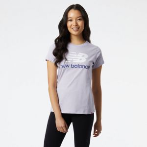 New Balance Mujer Camiseta Essentials Stacked Logo in Gris, Cotton, Talla XS