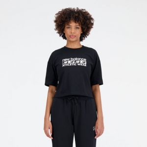 New Balance Women's Essentials Cotton Jersey Boxy T-Shirt in Negro, Talla M