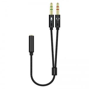 Aisens Cable Audio Jack 3.5mm a 2xJack 3.5mm Hembra/Macho 25cm Negro