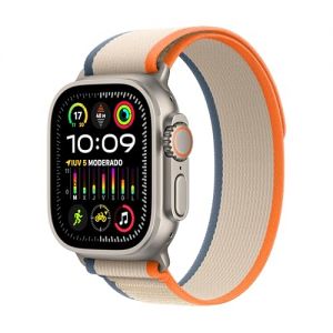 Apple Watch Ultra 2 [GPS + Cellular] Smartwatch con Caja de Titanio Resistente de 49 mm y Correa Loop Trail Naranja/Beis - Talla S/M. Monitor de entreno