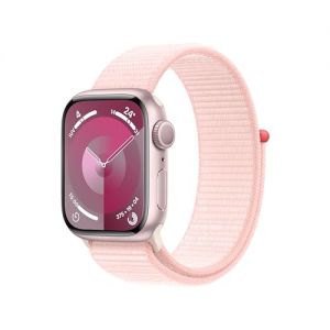 Apple Watch Series 9 [GPS] Smartwatch con Caja de Aluminio en Rosa de 41 mm y Correa Loop Deportiva Rosa Claro. Monitor de entreno