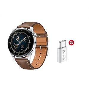 HUAWEI Watch 3 Smartwatch 4G + Adaptador Tipo C AMOLED Pantalla 1.43 Pulgadas eSIM GPS Correa de Cuero Marrón