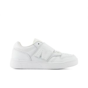 New Balance Niños 480 Bungee Lace with Top Strap in Blanca, Synthetic, Talla 32