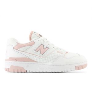 New Balance Mujer 550 in Blanca/Rosa, Leather, Talla 43