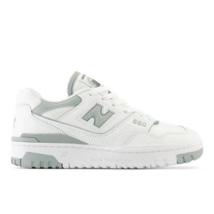 New Balance Mujer 550 in Blanca/Verde, Leather, Talla 40