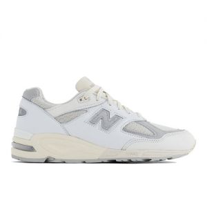 New Balance Hombre MADE in USA 990v2 in Blanca/Gris, Leather, Talla 47.5