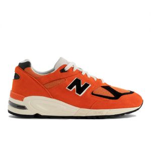 New Balance Hombre MADE in USA 990v2 in Naranja/Negro, Leather, Talla 47.5