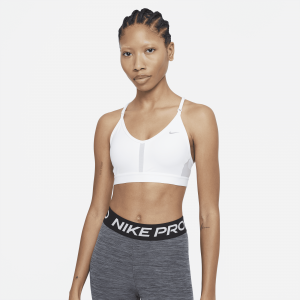 Nike Indy Sujetador deportivo de sujeción ligera con almohadilla y cuello en V - Mujer - Blanco
