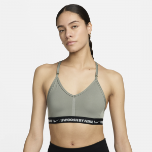 Nike Indy Sujetador deportivo de sujeción ligera con almohadillas y cuello en V - Mujer - Gris
