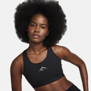 Nike Trail Swoosh On-The-Run Sujetador deportivo de sujeción media con forro ligero - Mujer - Negro